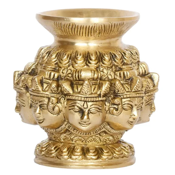 brass asthalakshmi kalash/ lota with 8 lakshmi for pooja /home décor