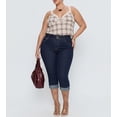 thumbnail image 4 of Gocolloa Womens Plus Size Capri Jeans Stretchy High Waisted Skinny Denim Capris Pants Dark Blue 16W, 4 of 5