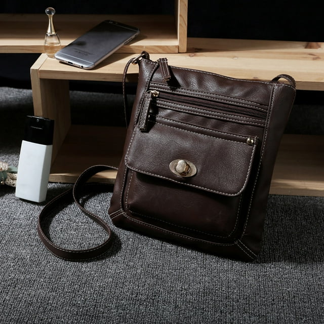 Womens Leather Satchel Cross Body Shoulder Messenger Bag Coffee