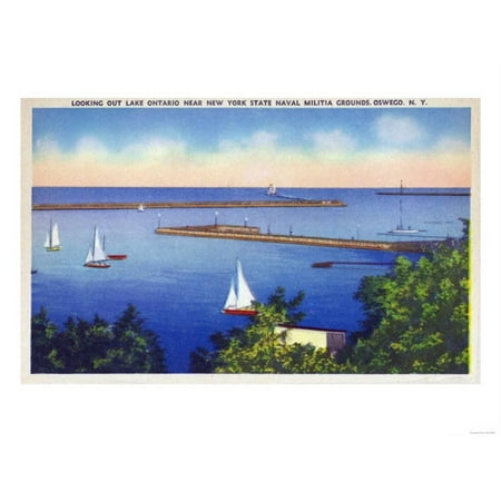 oswego new york lake ontario view near ny state naval militia grounds print by lantern press walmartcom