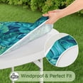 thumbnail image 4 of Palm Leaves Round Vinyl Fitted Tablecloth with Elastic Edged, Waterproof Oil Proof Wipeable Table Cover for Indoor Outdoor Patio Table, Fits Round Tables Up to 46" - 50" Diameter, 4 of 6