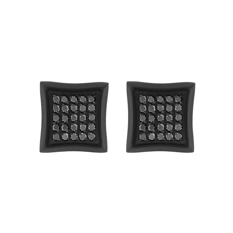 Brilliance Fine Jewelry Black Square Stud Earrings Stainless Steel Black Diamond Men s Size One Size