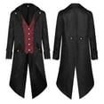 thumbnail image 2 of TFEOQRY Casual Jacket for Men Fake Two Gothic Steampunk Medieval Spliced Tailcoats Long Sleeve Hoodless Outwear Burgundy, 2 of 9
