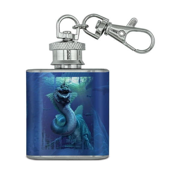 Sea Serpent Ocean Monster Dragon Fantasy Stainless Steel 1oz Mini Flask Key Chain