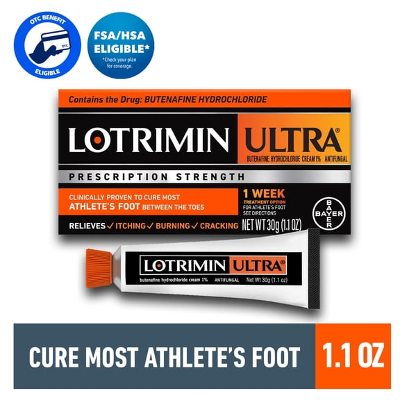 Lotrimin Ultra 1 Week Athlete's Foot Cream, Antifungal Cream, 30G Tube