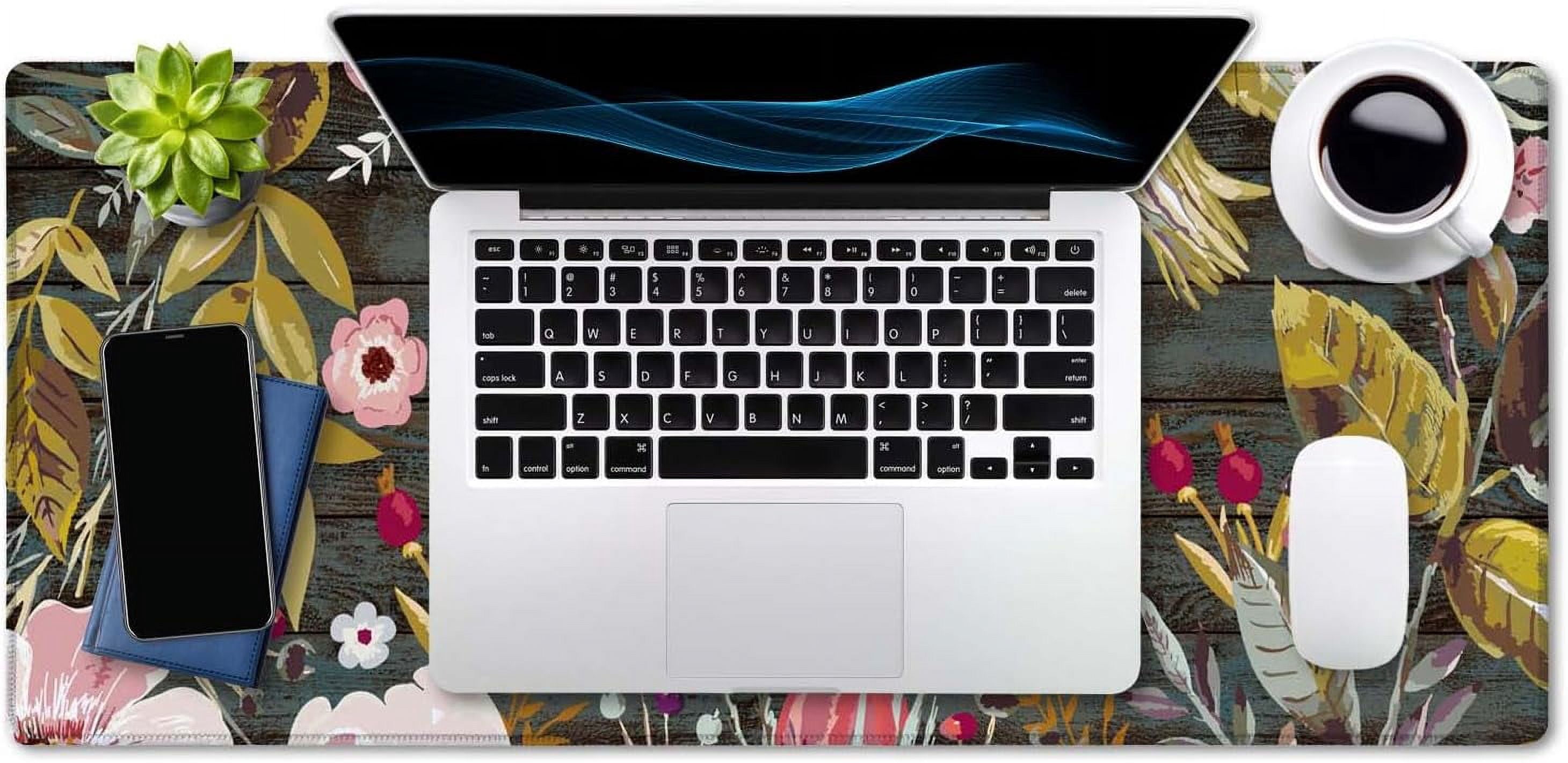 Chaos Coordinator Motivational Quote Mouse pad 35.5 X 15.7 Inch XXL Floral Full Desk Mousepad Extended Large Non-Slip Rubber Base Waterproof Big Keyboard Mat with Stitched Edges for Gaming and Office