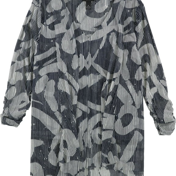 Alfani Womens Draped Pullover Blouse, Blue, X-Large