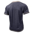thumbnail image 4 of Krdevn Men's Color Blocked Button Open Neck Pocket Casual Loose Comfortable Solid Color Round Neck Short Sleeved T Shirt,3XL, 4 of 5