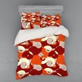 thumbnail image 2 of Abstract Duvet Cover Set, Abstract Bold Spiral Motifs Circled Modern Pattern with Stripe Details, Bedding Set with Shams and Fitted Sheet, 3 Sizes, by Ambesonne, 2 of 3