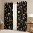 thumbnail image 2 of Homewish Country Floral Blackout Curtains Set of 2 (52x84 Each),Rustic Plant Window Curtains,Yellow Black Curtains and Drapes For Girls Kids,Breathable Home Decor, 2 of 6