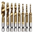 thumbnail image 1 of Spiral Combination Tap,8Pcs Spiral Flute Tap Hex Shank Taps Combination Drill Tap Bit Impressive Results, 1 of 14