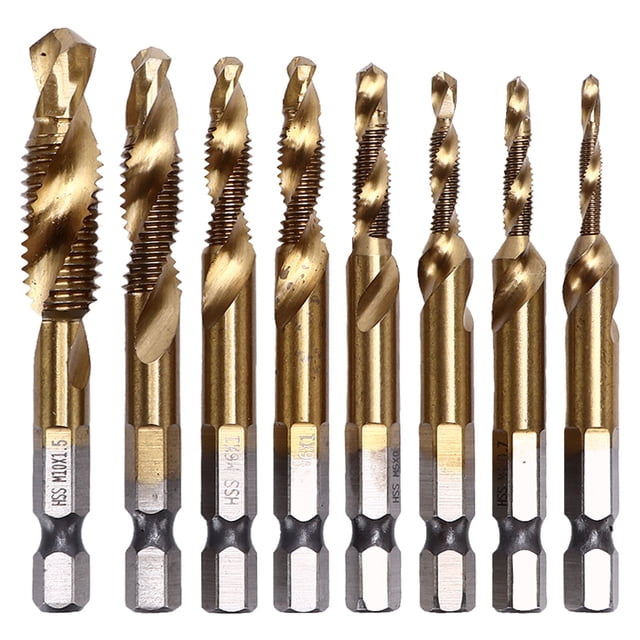 Spiral Combination Tap,8Pcs Spiral Flute Tap Hex Shank Taps Combination Drill Tap Bit Impressive Results