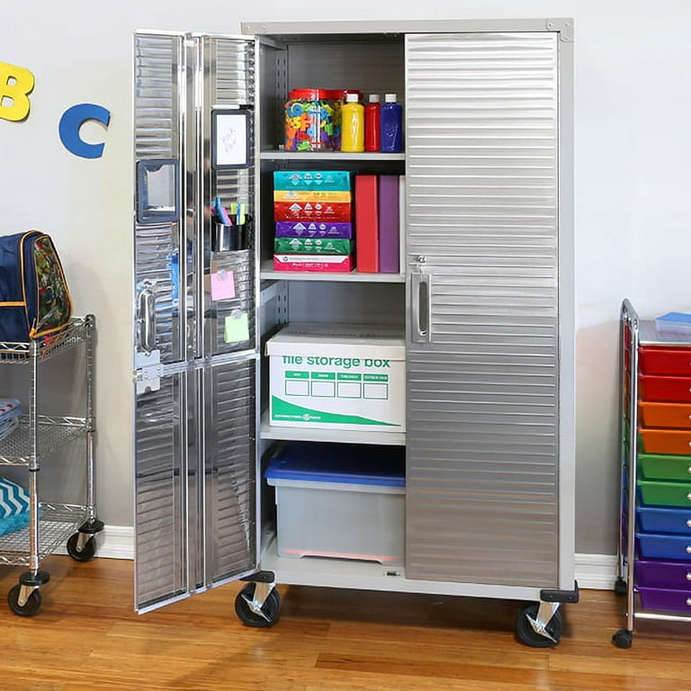 Heavy-Duty Tall Storage Cabinet with Stainless Steel Doors 36 X 18
