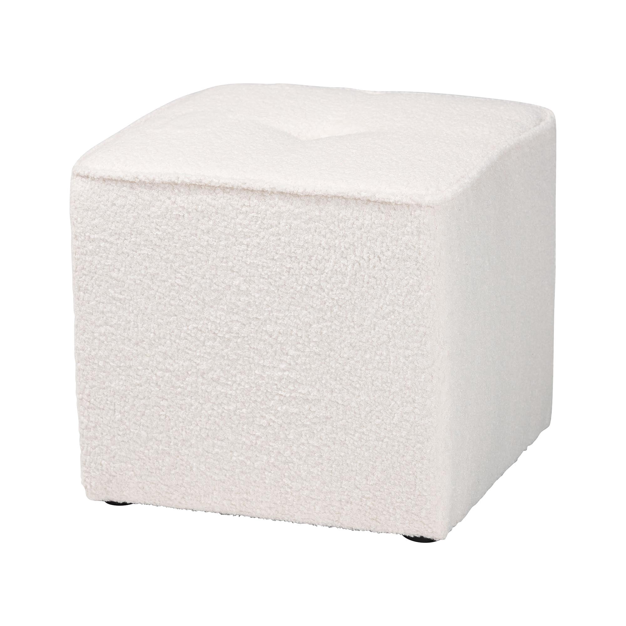 Baxton Studio Isaiah Modern and Contemporary Ivory Boucle Upholstered Ottoman