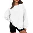 thumbnail image 1 of Chandails en Molleton Oversize pour Femmes Chandail à Capuchon en Polaire Col Rond Manches Longues Pulls Confortables Tenues de Mode Automne Blanc m, 1 of 9