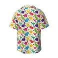 thumbnail image 2 of Wukai Colorful Dinosaurs Men's Casual Short-Sleeve Button Down Shirt - Lightweight Summer Dress Shirt for Daily Wear-X-Large, 2 of 7