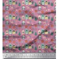 thumbnail image 1 of Soimoi Purple Georgette Viscose Fabric Owl & Tree Christmas Print Fabric by Yard 42 Inch Wide, 1 of 3