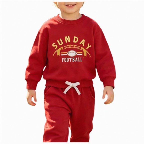 TOWED22 Toddler Baby Boy Summer Clothes Print Graphic Long Sleeve Shirt Tops and Pants Set Fall Winter Outfit 2Pcs
