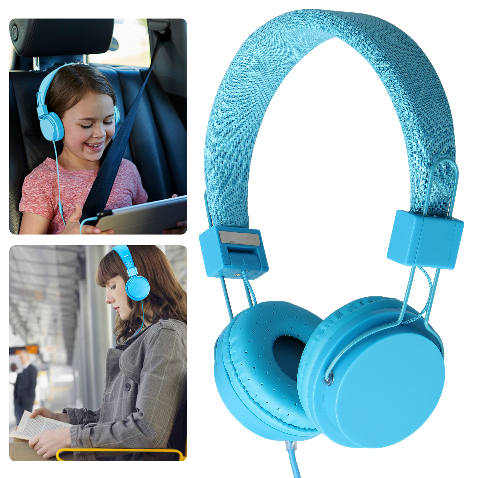 EEEKit Kids Over Wired Ear Headphone, School Child Foldable Corded On Ear Headsets Earphones with Microphone for Samsung Tablet and Other Devices
