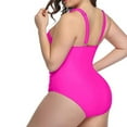 thumbnail image 3 of Sngxgn Women's Twist Back Cut Out Ring Plunge Neck Swimsuit Bathing Suit(Hot Pink,XXL), 3 of 6