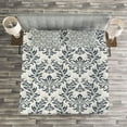 thumbnail image 3 of Ambesonne Victorian Quilted Bedspread Set 3 Pcs, Floral Ornate Damask, Queen Size, Beige Grey, 3 of 3