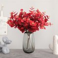 thumbnail image 4 of Ramo de hojas artificiales, decoración de plantas de simulación, centro de mesa, ramo de hojas falsas de boda, rojo 2 piezas seitruly HA7778-02B, 4 of 6