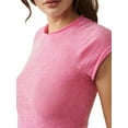 thumbnail image 4 of EYIIYE Hauts Basiques Unis pour Femmes, Blouses Ajustées à Col Rond, T-shirt à Manches Courtes, Ourlet Roulé, Hauts Courts pour Adolescentes pour l'Été, 4 of 5