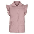 thumbnail image 4 of HTNBO Women's Puffer Vests Ruffle Sleeve Winter Button Down Padded Gilet with Pockets, 4 of 6