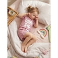 thumbnail image 4 of BemeyourBBs Newborn Baby Girls Little Sister Outfits Infant Girl Summer Clothes Waffle Knit Letter Embroidery Short Sleeve Romper and Elastic Waist Shorts Set, 4 of 9