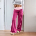 thumbnail image 7 of Fold Over Yoga Pants for Women Contrast Color Low Rise Wide Leg Sweatpants Y2k Foldover Lounge Bell Bottoms 2026 Hot Pink XL, 7 of 7