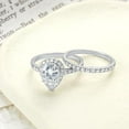 thumbnail image 4 of Solitaire Brilliance 2Ct Pear Moissanite Teardrop Halo Bridal Ring Set - 925 Sterling Silver, 4 of 7