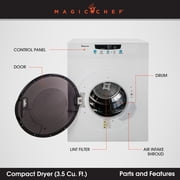 Magic Chef Compact 3.5 cu. ft. Electric Dryer in White in White