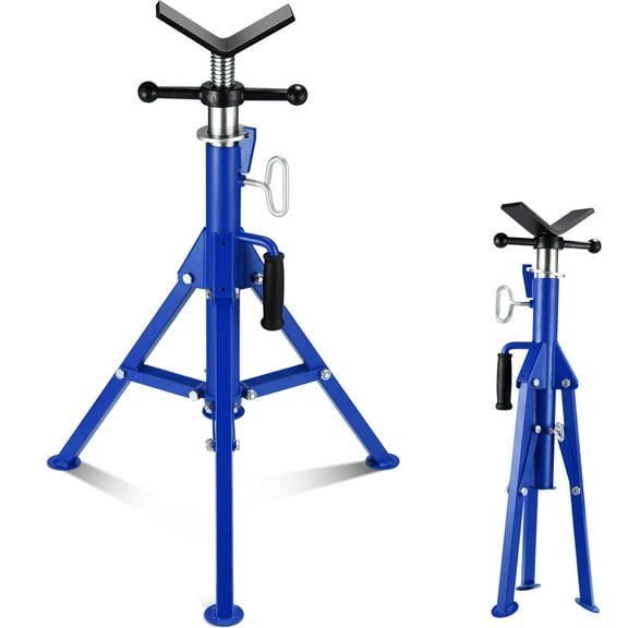 V-Head Pipe Jack Stand - Heavy Duty 2500 LB Capacity, 28-52 Inch Adjustable & Portable Folding Stand for Welding, Automotive & Construction