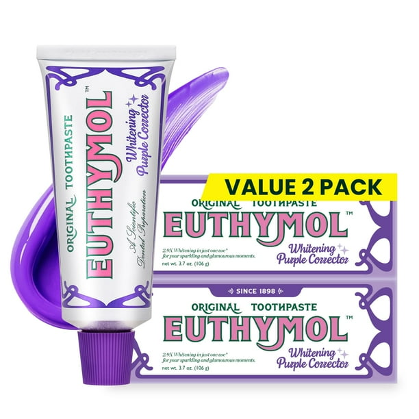 Pasta de dientes blanqueadora Euthymol Purple, paquete de 2 unidades, 110 ml