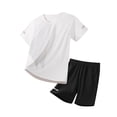 thumbnail image 4 of Leey-World Boys Outfit Boys 2 Piece Athletic Outfits Short Sleeve Sport T-shirt and Shorts Summer Casual Clothes for 6-12 Years Boys 5t Outfit Sets Shorts(White,3-4 Years), 4 of 4
