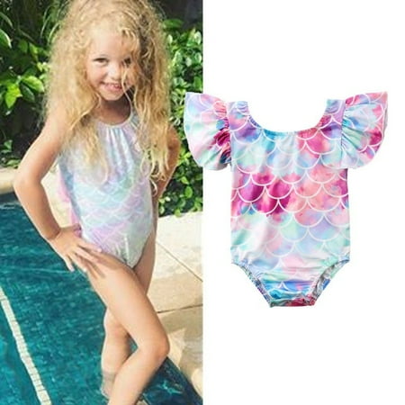 Baby Girls Mermaid Swimwear Bikini Bathing Suit 0-4 Years Kids Swimsuit