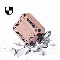 Case for Apple AirPods 3 (2021) Sturdy Shockproof Protective Hybrid Durable Armor with Wireless Charging, Carabiner Keychain Cover for Airpods 3rd Gen - Rose Gold