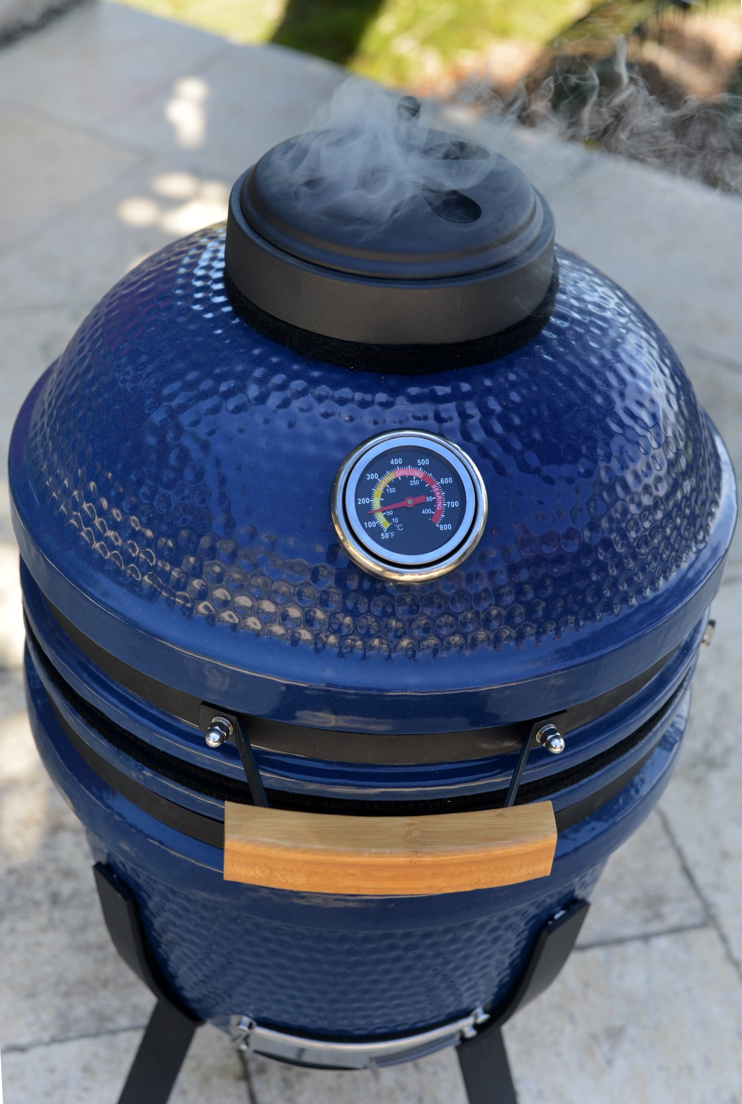 Lifesmart 15 in. Kamado Charcoal Outdoor Pizza Oven with Pizza Stone and  Bamboo Handles in Blue SCS-CPO21BLU - The Home Depot