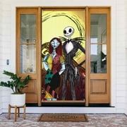 The Nightmare Before Christmas Door Cover Decorated Banner Tapestry Home Decoration Holiday Party Supplies Door Banner Porch Sign Banner 72.8 x 35.4 Inch