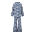 thumbnail image 4 of Rdhnmea Women Checkered Pajama Set Christmas Plaid Pjs Long Sleeve Button Up Shirt + Pants Set 2 Piece Loungewear Xmas Sleepwear, 4 of 9