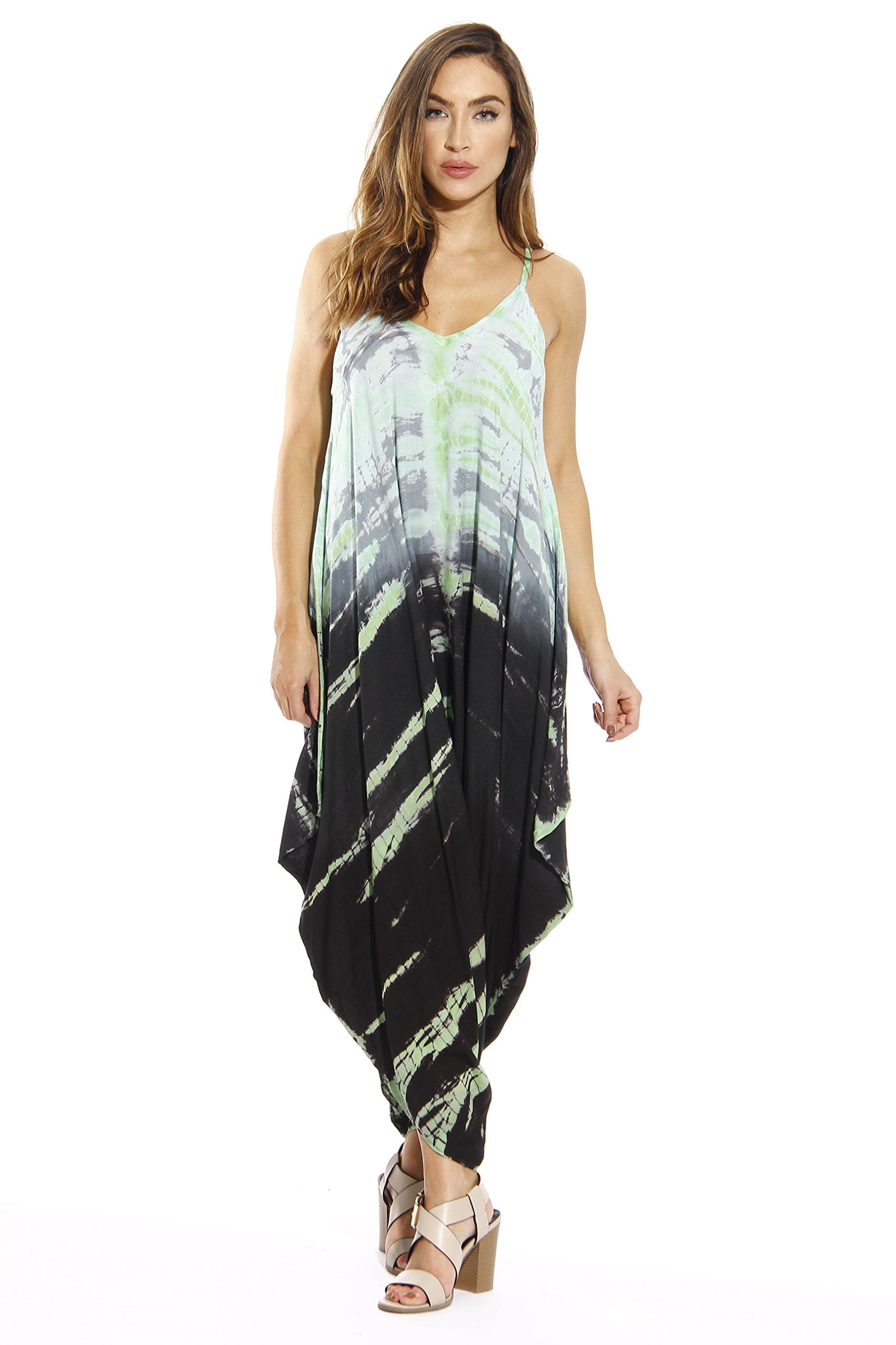 Riviera Sun - Multi Tie Dye Jumpsuit / Jumpsuits for Women (Black / Mint, Medium) - Walmart.com