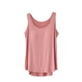 thumbnail image 3 of lcziwo Wide Strap Camisole for Women Model Built in Bra Summer Round Neck Tank Tops Solid Color Cozy Sleeveless Blouse Pink M, 3 of 6