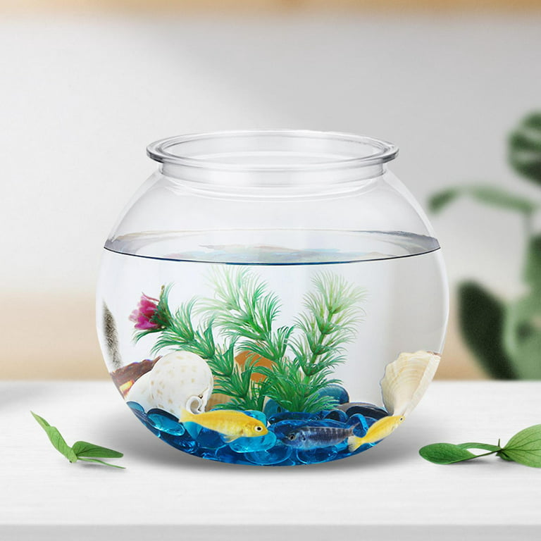 Transparent Small Fish Tank, Fish Bowl Vase Table Round Small Household DIY Fishes Tank Clear for Desktop Living Room Office Table M, Size: Medium