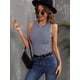 thumbnail image 4 of Camiseta sin mangas SOLY HUX para mujer a rayas sin mangas, acanalado, azul marino, 4 of 5