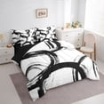 thumbnail image 3 of Homewish Modern Geometric 7-Piece Twin Bedding Sets,Graffiti Stripes Circle Bedding Comforter Set,White Black Sheet Sets For Men Women,Microfiber Bedroom Decor Reversible, 3 of 8