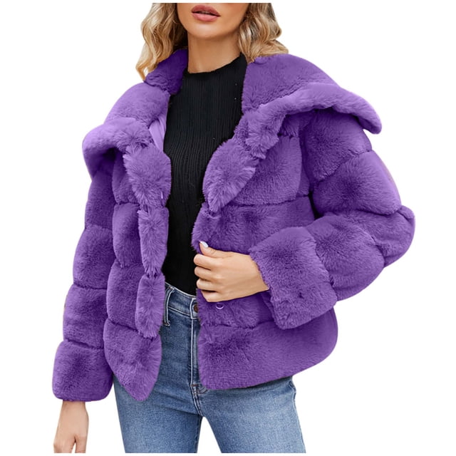 Hvobtty Veste Décontractée en Molleton à Manches Longues pour Femmes, Manteau Chaud en Fausse Fourrure pour Femmes, Col Rabattu, Hiver