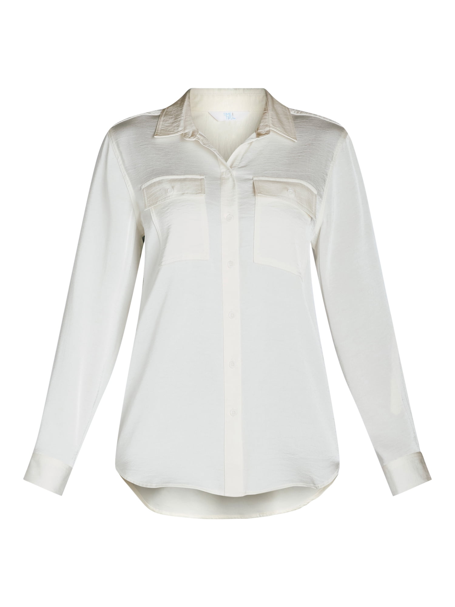 Time and Tru Women's Utility Shirt with Long Sleeves, Sizes XS-XXXL