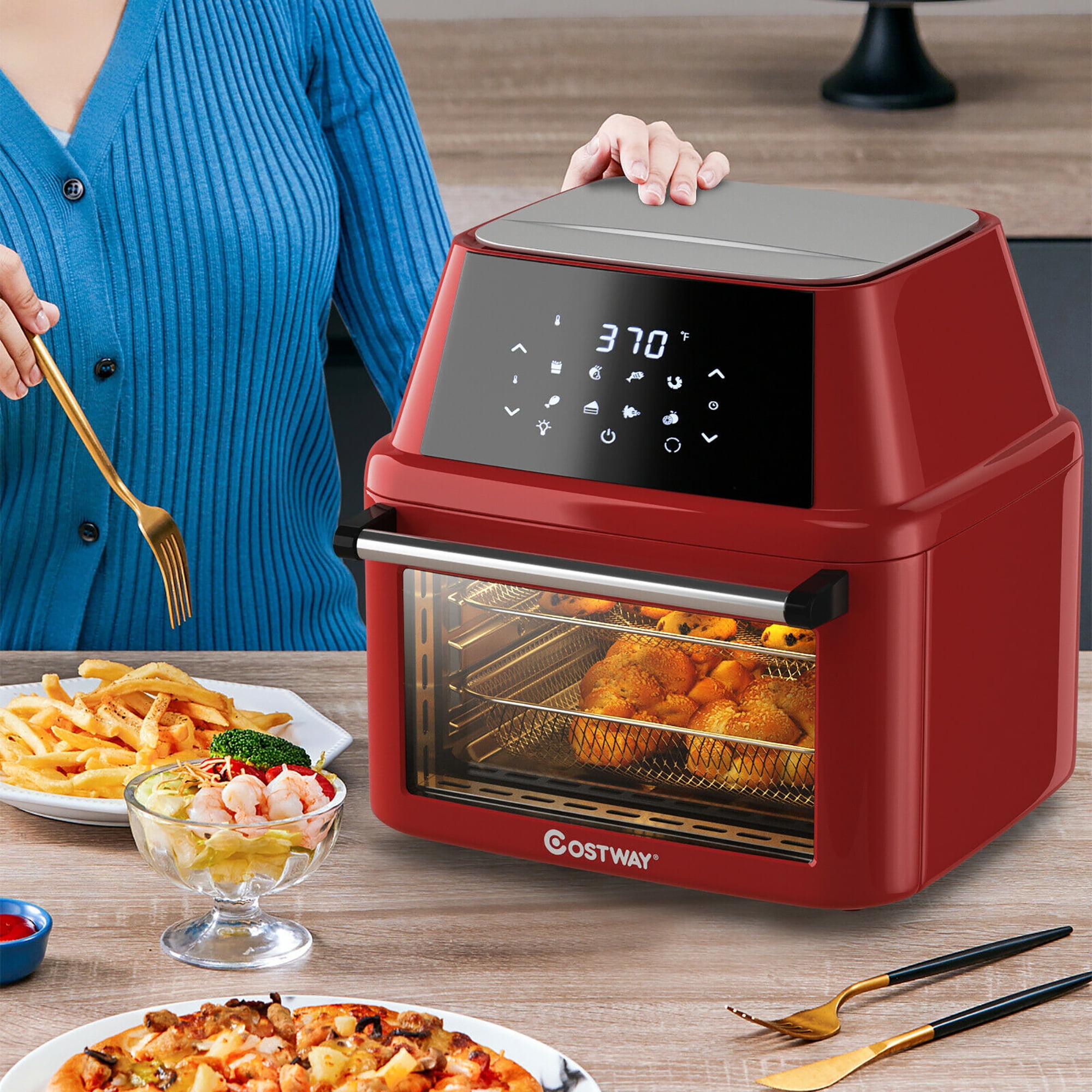 ドレッサー1 aoi Costway 19 QT Multi-functional Red Air Fryer Oven with