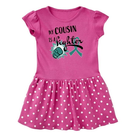 

Inktastic Ovarian Cancer Awareness My Cousin is a Fighter Gift Toddler Girl Dress