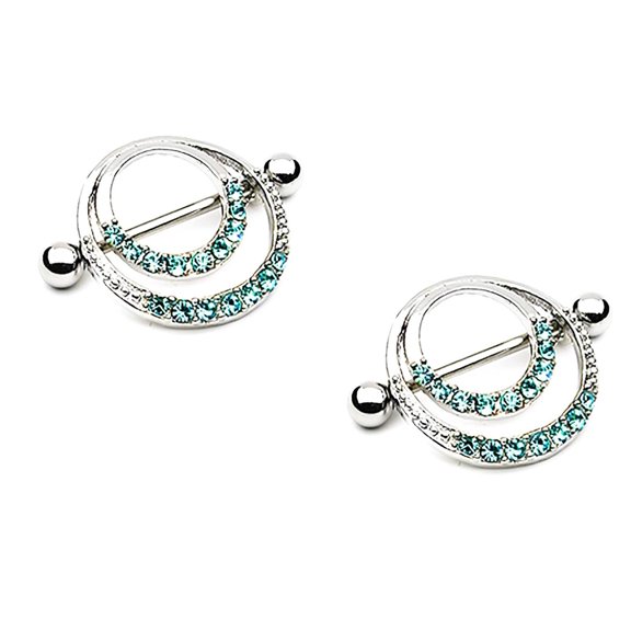 Nipple Ring Bars Shield Eternity Circle of Love Pair 14 gauge Sold as pair